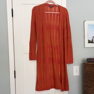 Freshman Orange/Pink Open-Front Cardigan